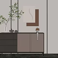 Modern Minimalist Sideboard With Drawers Doors Vase Branches And Wall Art Decor