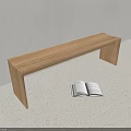 Simple Light Wood Bench With Modern Design Next To Open Book 3d model