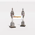 Pair Of Vintage Decorative Lanterns With Carved Details And Square Bases