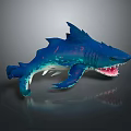 Fierce Blue Fantasy Shark Creature With Sharp Teeth And 3D Model Features 3d model