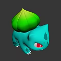 Cute Blue Green Game Movie Character With Red Eyes And Green Leaf On Back