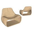Two Woven Outdoor Chairs With Modern Sleek Design And Comfortable Seating For Garden