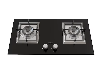 Modern Kitchen Appliance Two Burner Gas Stove With Black Surface And Knob Controls 3d model