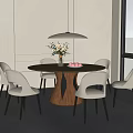 Modern HC28 round dining table and chair combination 3d model