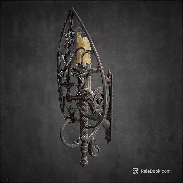 Intricate Metal Candle Holder Sculpture Carving With Vintage Ornate Design 3d model 