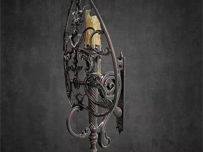 Intricate Metal Candle Holder Sculpture Carving With Vintage Ornate Design 3d model