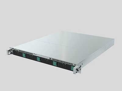 High Performance Rack Mount Server With Silver Enclosure And Front Hard Drive Bays 3d model