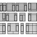 Various Window Frame Designs With Grid Patterns And Different Layouts 3d model
