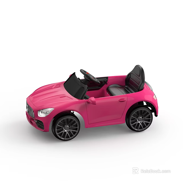 Pink Ride On Kids Electric Toy Car With Convertible Design And Black Seats 3d model 