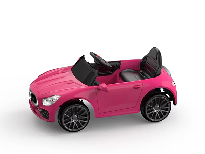 Pink Ride On Kids Electric Toy Car With Convertible Design And Black Seats 3d model