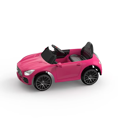 Pink Ride On Kids Electric Toy Car With Convertible Design And Black Seats 3d model