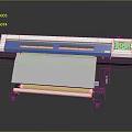 High Quality Wide Format Printer Featuring Blue White Design Control Panel And Paper Roll 3d model