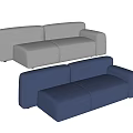 Modern Gray And Blue Multi Seater Sofa With Soft Upholstery And Modular Design 3d model