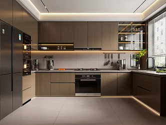 Modern Italian Enclosed Kitchenware Stove Kitchen Supplies Appliances Refrigerator 3d model