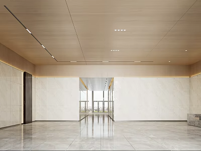 Modern Front Desk Reception Area With Spacious Layout And Marble Walls 3d model