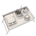 Wooden Foldable Tray Breakfast Tableware Set With Bowl Coffee Cup Glass Book Eyeglasses