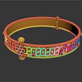 Elegant Golden Bangle Adorned With Red Gemstones And Intricate Patterns Shiny Design