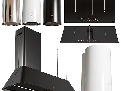 Modern Kitchen Range Hoods And Cooktops In Various Colors And Styles 3d model