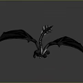 Game And Movie Fantasy Dragon Character With Large Wings Black Body And Orange Claw Details