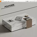 POLIFORM Marble Coffee Table With Laptop Magazine And Small Dish 3d model
