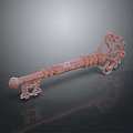 Ornate Decorative Key With Intricate Carving Vintage Design And Metallic Finish