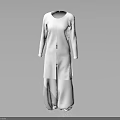 Minimalist White Long Sleeve Loose Top And Matching Pants Casual Outfit Design