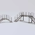 Modern Industrial Metal Bridge Featuring Stairs And Safety Railings Structure