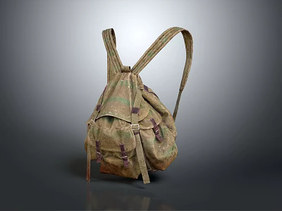 Camouflage Canvas Backpack With Adjustable Straps And Military Style Design 3d model