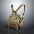 Camouflage Canvas Backpack With Adjustable Straps And Military Style Design 3d model