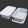 Aluminum Foil Food Container Set Featuring Lidded And Open Rectangular Ribbed Design