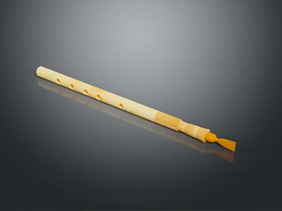 Handcrafted Wooden Flute With Natural Finish And Six Holes Design 3d model