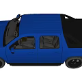 Blue Crew Cab Pickup Truck With Alloy Wheels And Front Grille Design