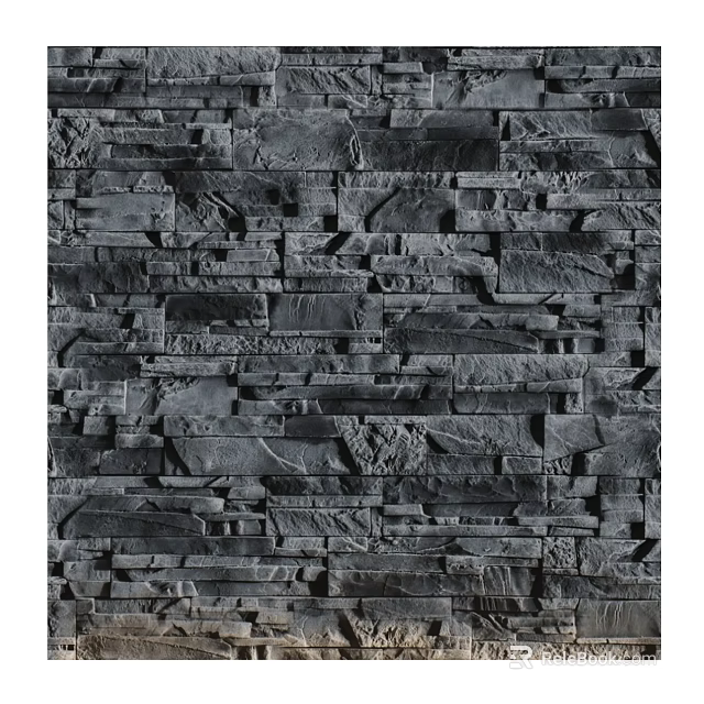 Stacked Textured Stone Wall Design For Modern Interior And Exterior 3d model
