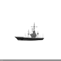 Modern Warship With Tall Mast Multiple Antennas And Illuminated Lights On Deck