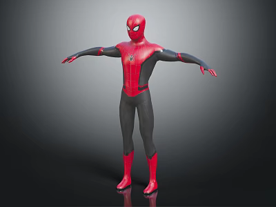 Spider Man Superhero Character In Red And Black Suit Full Body Standing With Arms Outstretched 3d model