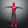 Spider Man Superhero Character In Red And Black Suit Full Body Standing With Arms Outstretched