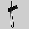 Black Wall Mounted Shower Faucet With Handheld Sprayer And Control Knobs