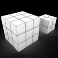 Rubik's Cube 3D Render With Red Blue White Faces And Black Borders