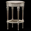 Elegant Carved Silver Coffee Table With Matching Side Tables And Ornate Design