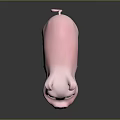 Cute Pink Cartoon Pig with Big Eyes and Smiling Expression on Dark Background