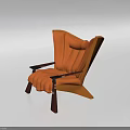 Orange Modern Single Chair With Upholstered Backrest Wooden Legs And Comfortable Armrests
