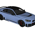 Light Blue Two Door Sports Car Featuring Black Roof Wheels Stripes And Rear Spoiler