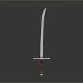Single Medieval Sword With Metal Blade Wooden Handle And Cross Guard On Dark Background