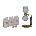Glass Electric Coffee Maker For Home Use With Roasted Coffee Bags And Small Cups