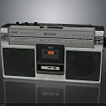 Vintage Radio Cassette Player With Green Speakers And White Classic Body Design