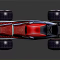 Red And Silver Futuristic Racing Car Streamlined Body With Large Red Rimmed Wheels Reflective Surface