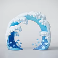 Blue And White Wave Shaped Event Entrance Arch With Foam Details And Curved Design