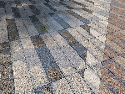 Decorative Floor Surface With Square Patterned Gray Beige Brown Stone Tiles And Textured Design 3d model
