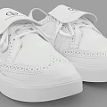 White Casual Lace Up Shoes With Brogue Details And Comfortable White Sole