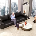 Modern Open Office Interior Design With Reception Desk Sofa Work Desks And Working People